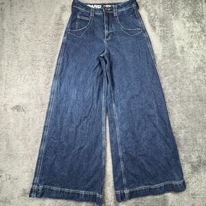 ALAB Womens Digital Wide Leg Rave Y2K Baggy Jeans Dark Wash JNCO Style 26x32